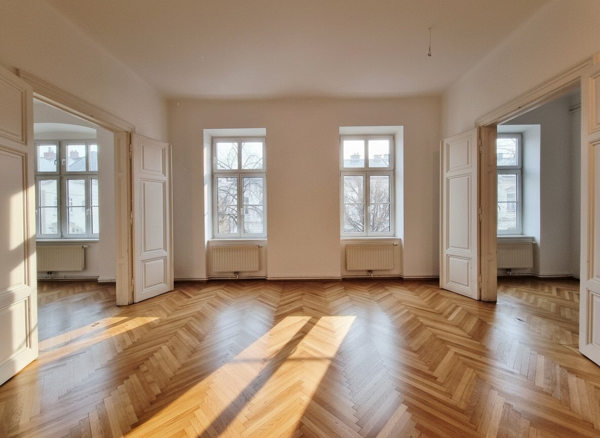 Donau-Uni & IMC Nähe: 146m² Stilaltbau mit Fischgrätparkett & Flügeltüren