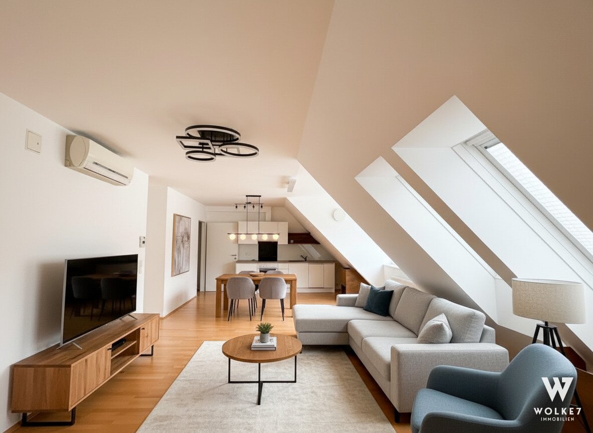 Moderne 2-Zimmer-DG-Wohnung (3 Zimmer möglich) mit Terrasse – Urbaner Wohnkomfort mit Klimaanlage I Nähe Absberggasse