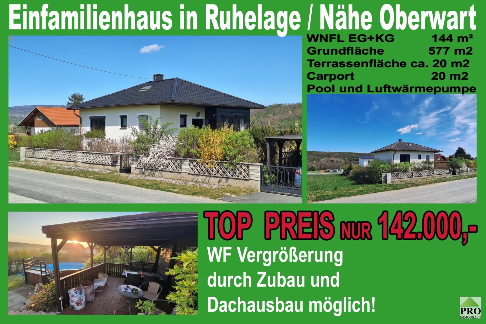 Einfamilienhaus In Ruhelage mit Ausbaupotential Terrasse und Pool/ Nähe Oberwart