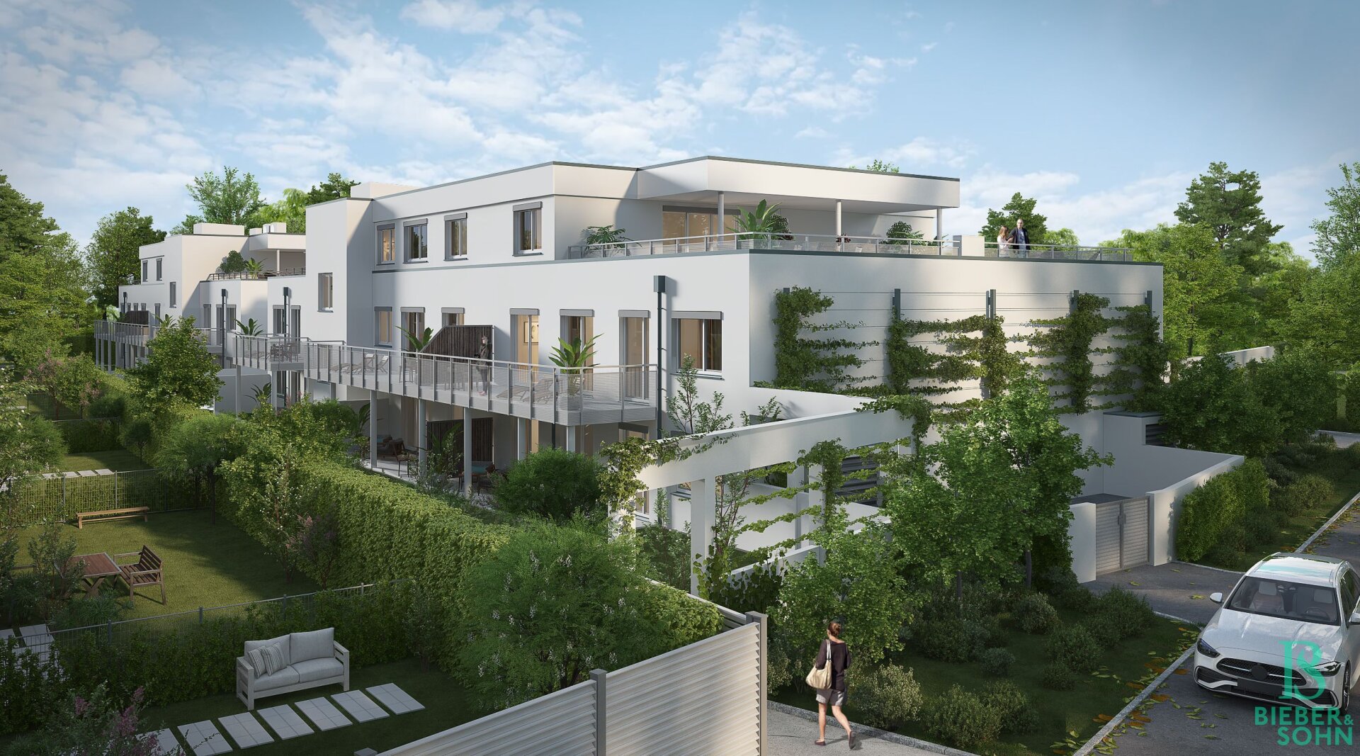 Provisionsfrei für den Käufer!  Die Donau vor der Tür – Urlaubstimmung und üppiges Grün in der Fischerzeile, elegante Eigentumswohnungen mit Gärten, Terrassen und Balkone! Garagenplatz inklusive! Schlüsselfertig!