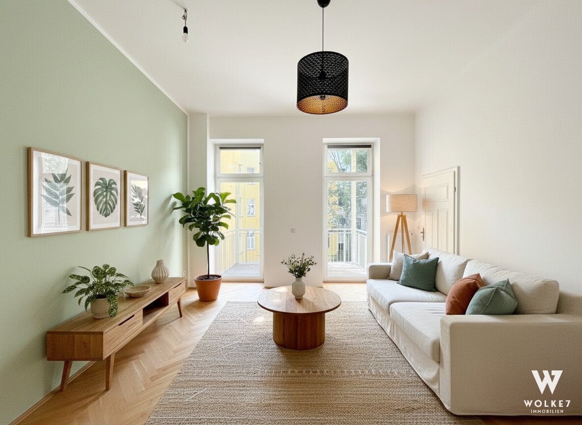 Lichtdurchflutete 2-Zimmer-Altbauwohnung mit Balkon ins Grüne – Innenhof-Ruhelage | U3 Johnstraße | Lift vorhanden