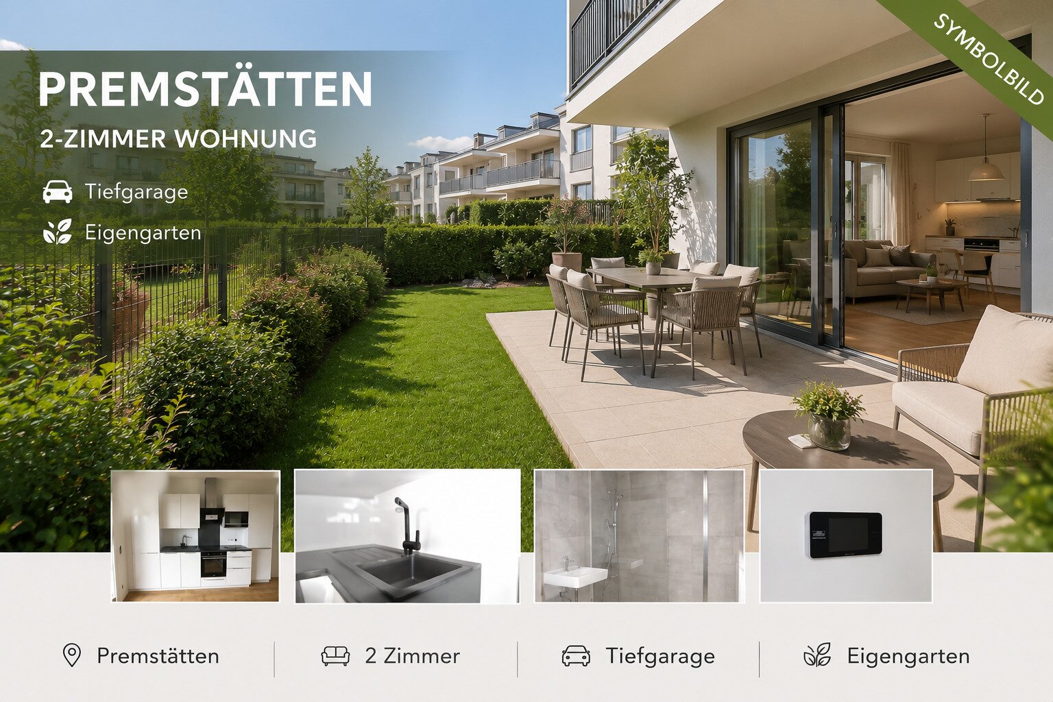PERFEKTE GARTENWOHNUNG - TOP PREIS - TIEFGARAGE - Schnell Termin vereinbaren - BESICHTIGUNG AM 3.8. und 4.8.2026