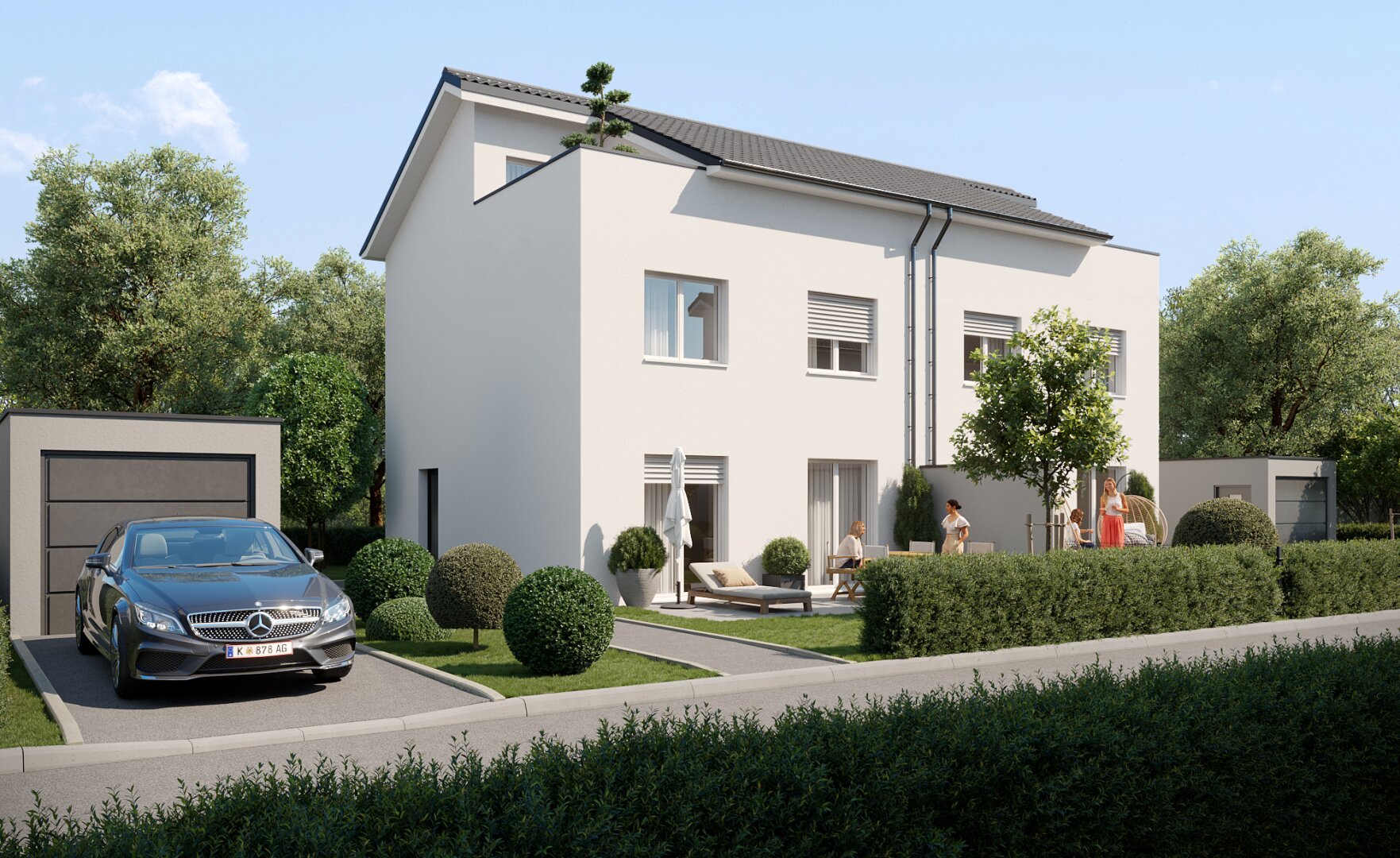 Leistbare Neubau Doppelhäuser 128 m², Kauf ab nur € 1.505,- /Monat, hohe Förderung fix 1,5%/10 J., Galerie, Dachterrasse, Eigengarten, Einzelgarage