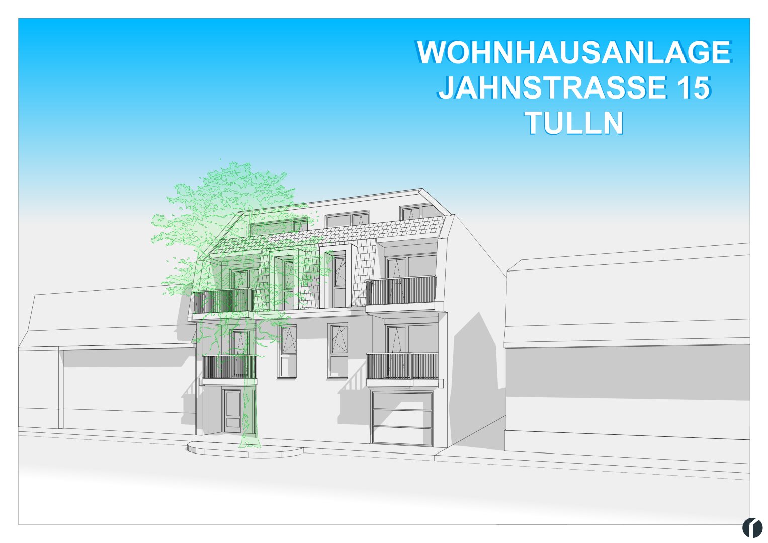 Baugrundstück mit Bebauungsstudie für 8 Wohneinheiten im Zentrum von Tulln