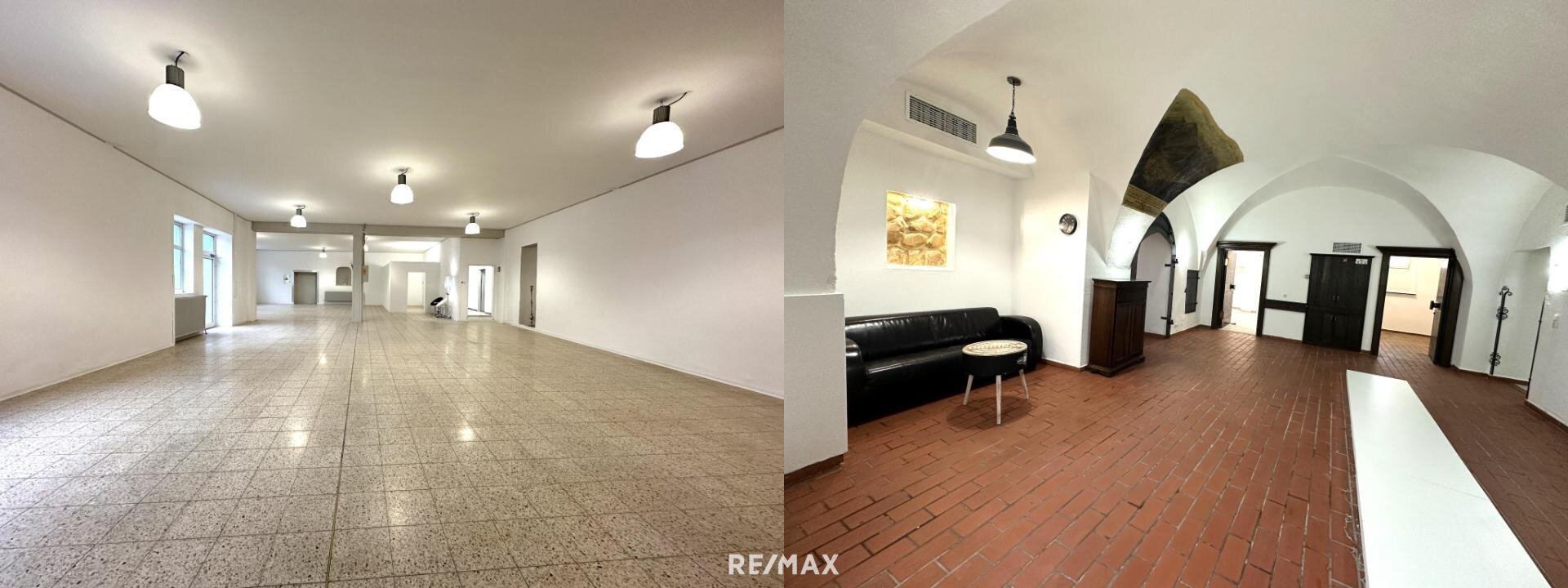 **Einzigartige Gewerbeimmobilie im historischen Gebäude, modern saniert, Top1, 243m² & Top2, 221m², flexibel zusammenlegbar, großzügige Parkflächen**