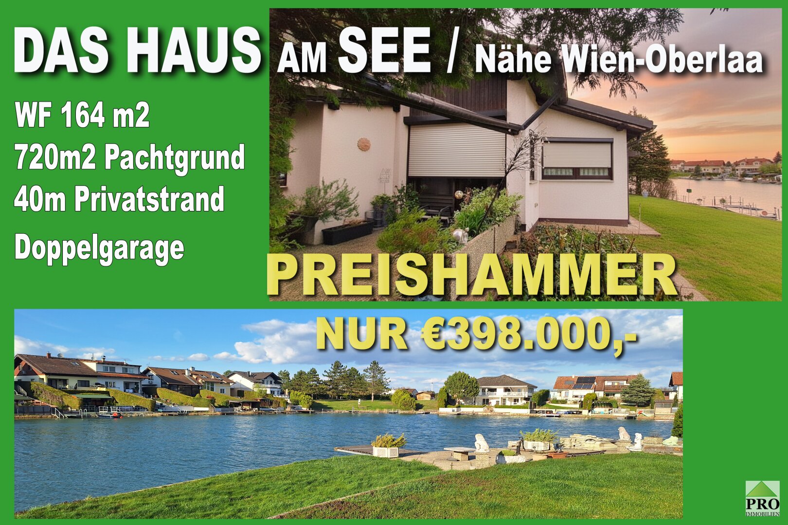 Das Haus am See mit Ausbau-Potential.  Der Traum vom eigenen Badestrand. Nähe Wien-Schwechat.