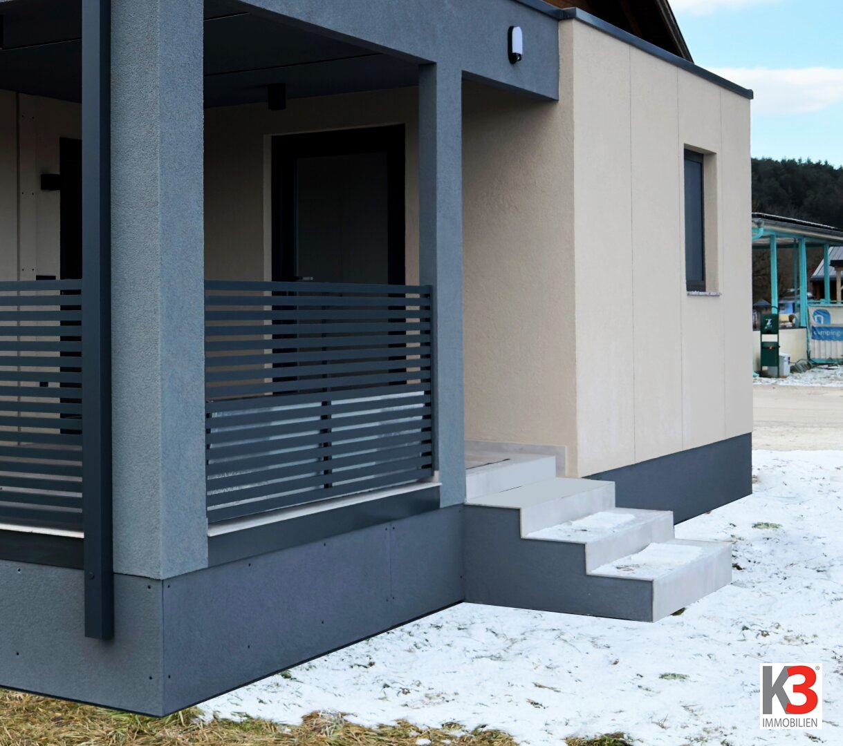 K3 - EXKLUSIVES MODUL-HAUS in der Ferienregion Klopeiner See. Wohnfläche 51 m2, 2 Schlafzimmer, Terasse.