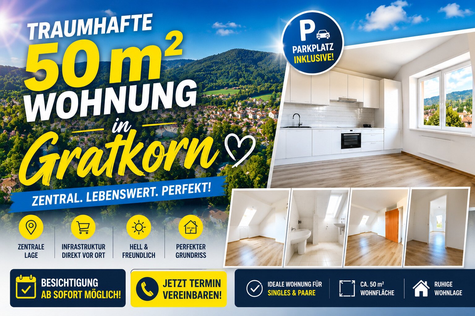 TRAUMHAFTE WOHNUNG IN GRATKORN  -   500€ MIETE GESCHENKT